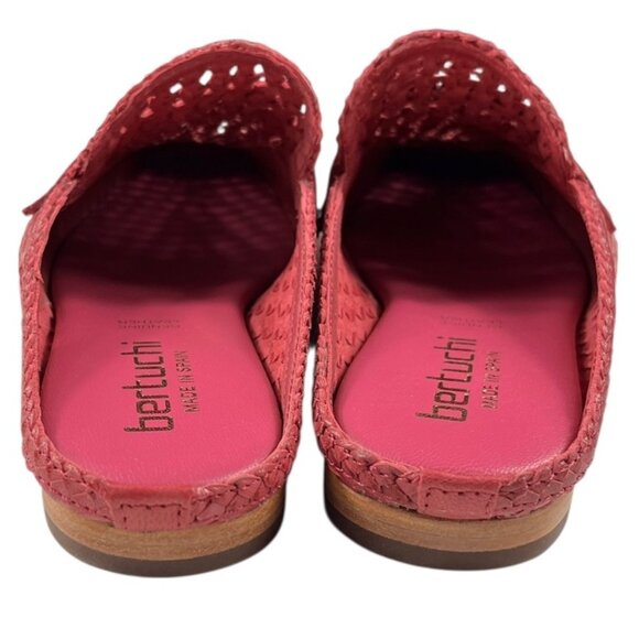 Bertuchi Genuine Leather Slip-On Mules Flats Loafers Woven Dark Pink Size 38 - Picture 10 of 16